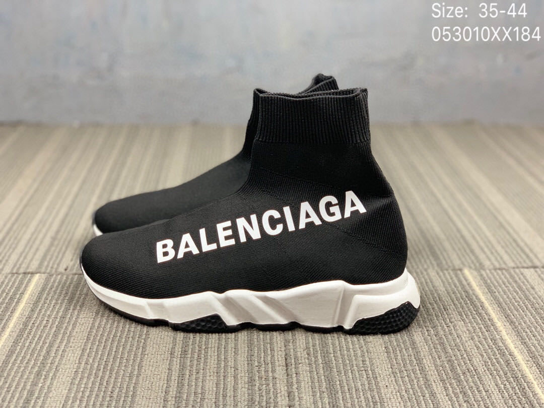 Balenciaga Speed Sneaker in black knit and logo, white and black sole unit 645056